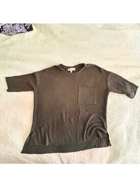 Philosophy Deep Olive Green Fuzzy Slouchy T-Shirt - XS